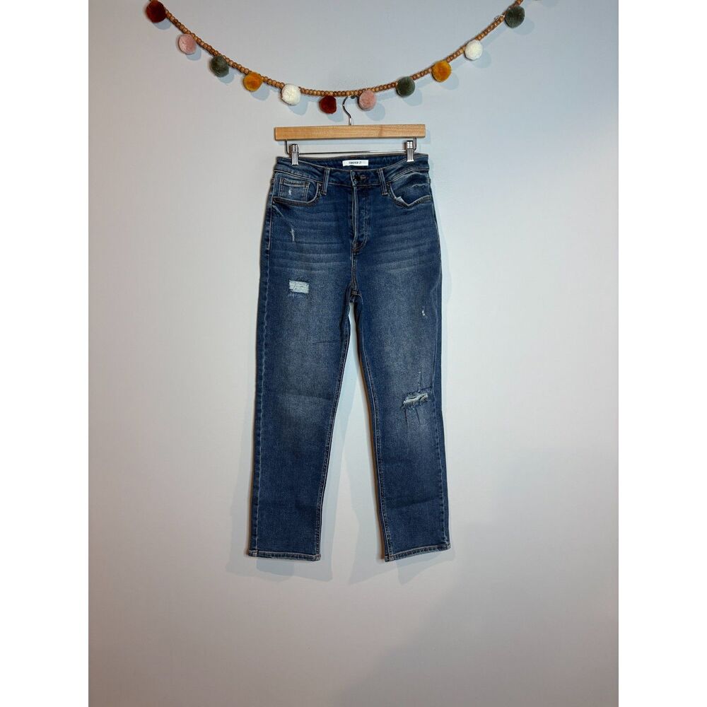 Forever 21 distressed button fly jeans